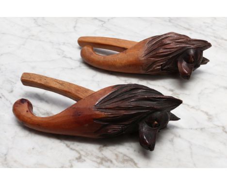 Nutcrackers - a Black Forest novelty lever-action nut cracker, carved as the head of a rough collie dog, painted features, 20