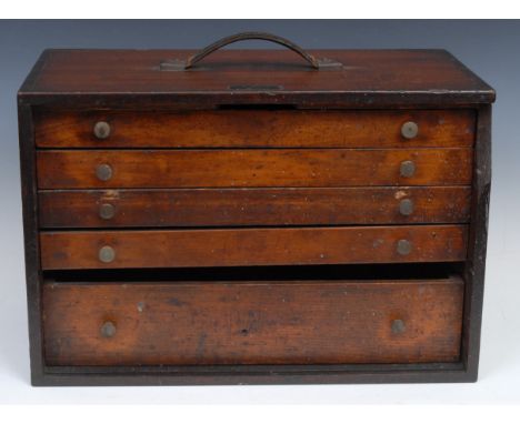 An early 20th century mahogany draughtsman's chest, fitted with graduated drawers, maker's label, R F Morris, Grove Street De
