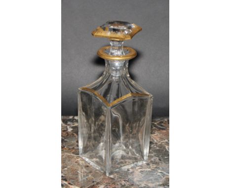 A 19th century square decanter, gilt borders, 20cm high 