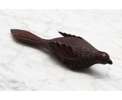 Nutcrackers - a Black Forest novelty screw-action nut cracker, carved as a bird, 18cm long, c.1870 