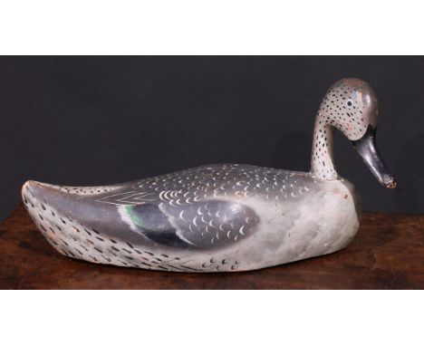 Folk Art - a painted softwood decoy duck, 38cm long, first half 20th century 