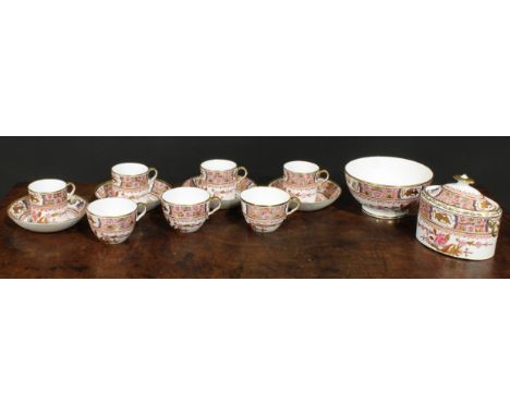 A Josiah Spode II period 868 pattern tea and coffee service, decorated in the Japanese Kakiemon style with iron-red, cobalt b