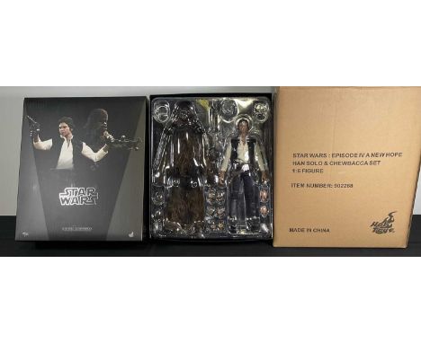 STAR WARS - A Hot Toys Movie Masterpiece Series Han Solo and Chewbacca 1/th scale collectible figures set, boxed appears comp