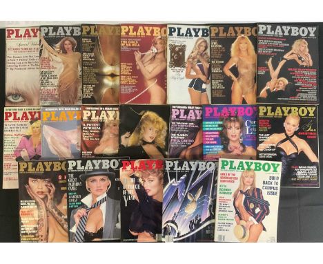 Top Shelf Collectibles - A group of vintage PLAYBOY adult men's lifestyle magazine ranging from 1980-1989 with covers featuri
