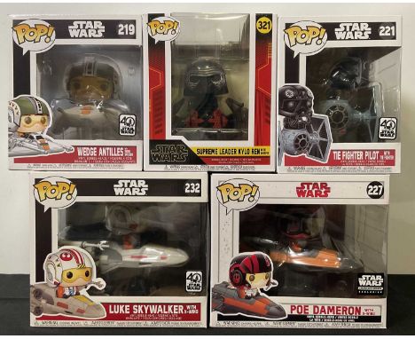 STAR WARS - A group of Star Wars Funko Pops to includeWedge Antilles with Snow Speeder #219 black boxTie Fighter Pilot with T