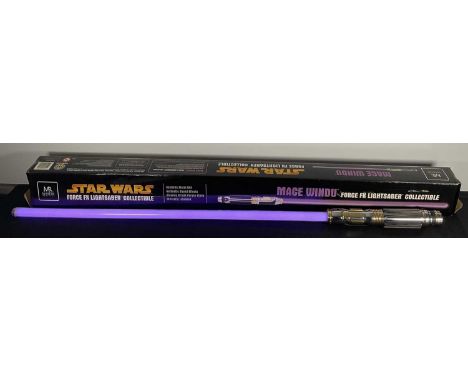 STAR WARS - A Master Replicas Mace Windu Force FX Light Saber, with display stand, in original box and shipping packaging, 1: