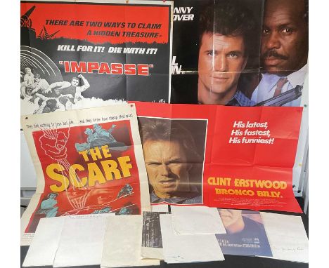 A group of Action and Crime movie posters to include IMPASSE (1969), BRONCO BILLY (1980), LETHAL WEAPON 2 (1989), THE MAN FRO