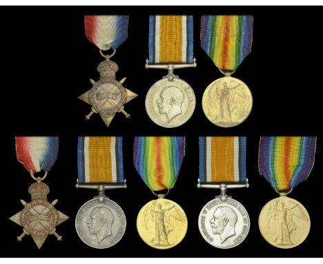 Three: Sergeant A. E. How, Royal Fusiliers 1914-15 Star (G-2231 Cpl. A. E. How. R. Fus:); British War and Victory Medals (GS-