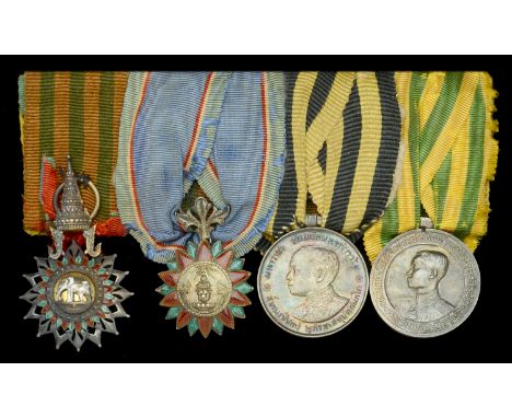 A Thai Order of the White Elephant group of four  Thailand, Kingdom, Order of the White Elephant, 3rd (1941) issue, Fifth Cla