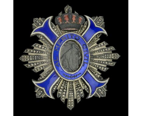 Spain, Kingdom, Order of Civil Merit, Pre-1931 Royal issue, Commander’s Star, 72mm x 69mm, silver and enamel, unmarked, with 