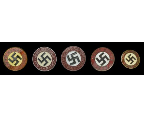 German Second World War Party Badges. Comprising a Party Badge, 21mm diameter, non enamel type, RZM marked M1/93 with tinny t