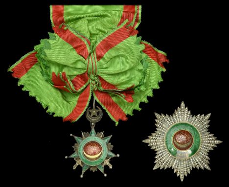 Ottoman Empire, Order of Osmanieh, First Class set of insignia, comprising sash badge, with later added Scimitars, 82mm inclu
