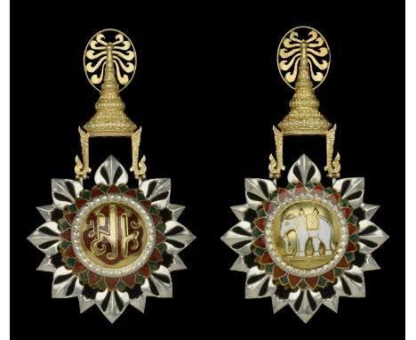 Thailand, Kingdom, Order of the White Elephant, 3rd (194) issue, Special Grade sash badge, 106mm including suspension x 59mm,