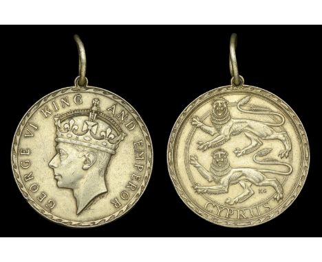 Badge of the Certificate of Honour, for Cyprus, G.VI.R., large circular silver-gilt neck badge, 42mm, with integral loop and 