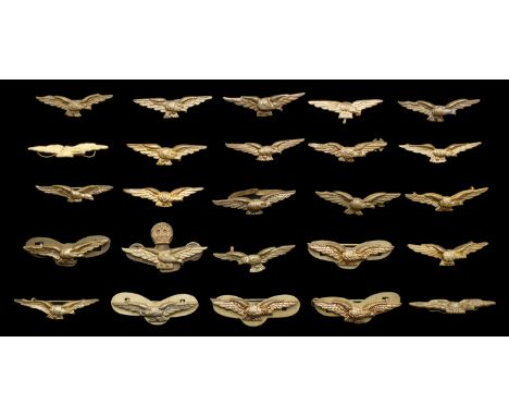 A Selection of Aviation Insignia. Including cap, arm, and epaulettes in various metal finishes, gilt, silvered and gilding me
