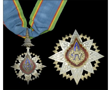 Thailand, Kingdom, Order of the Crown, 3rd (1941) issue, Second Class set of insignia, comprising neck badge, 87mm including 