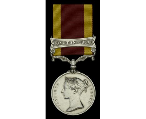 China 1857-60, 1 clasp, Canton 1857, unnamed as issued, top lugs pierced, light contact marks, very fine  £200-£240