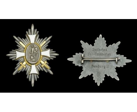 Germany, Hamburg, Field Honour Badge, eight pointed star of three-piece construction, silvered and enamel, the reverse inscri