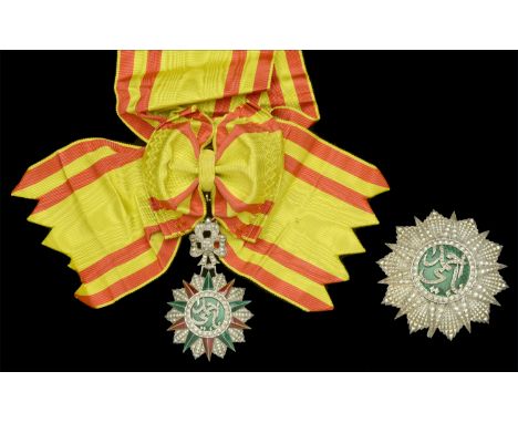 Tunisia, Kingdom, Order of Nichan Iftikah, 2nd type, First Class set of Insignia, comprising sash badge, 88mm including bow s