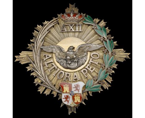 Spain, Kingdom, Civil Order of Alphonso XII, Commander’s breast Star, by Cejalvo, Madrid, 81mm, silver-gilt and enamel, maker