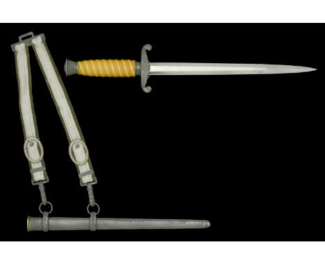 A German Second World War De-Nazified Army Dagger. A very nice condition army dagger with good blade by WKC. All nice dark pa