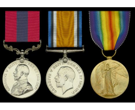 A Great War 1918 ‘Western Front’ stretcher-bearer’s D.C.M. group of three awarded to Private C. H. W. Roberts, 2/4th (City of