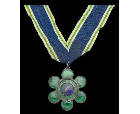 Nepal, Kingdom, Order of Trishakti-Patta, Third Class neck badge, 64mm, silver and enamel, silver marks to reverse, with neck
