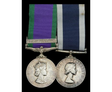 Pair: Petty Officer J. Frankish, Royal Navy   General Service 1962-2007, 1 clasp, Malay Peninsula (JX.820228 J. Frankish. P.O
