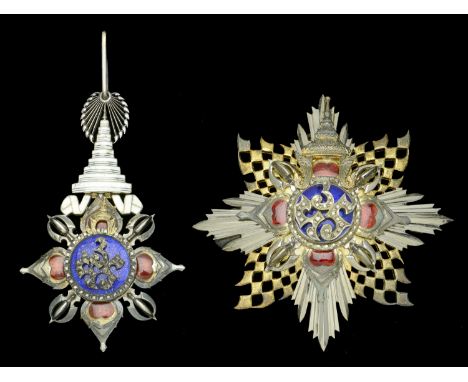 Thailand, Kingdom, Order of the Crown, 3rd (1941) issue, Special Class set of insignia, comprising sash badge, 93mm including