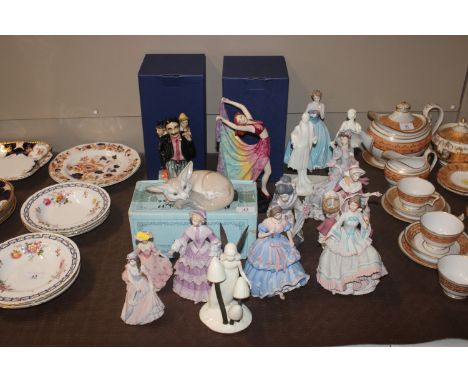 A Lladro group "White Fox" the Marx Brothers modelled by Andy Moss; Kevin Francis ceramics a figure of a dancing female; a Mi