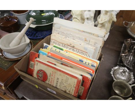 A box of various Ordnance survey maps and other maps 