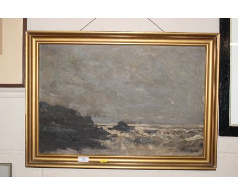 A gilt framed oil on canvas study of a seascape 