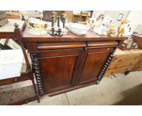 A Victorian mahogany chiffonier fitted two drawers to freeze, interior fitted single shelf