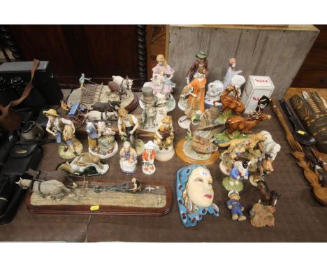A large quantity of various figures and ornaments including Wade Betty Boop AF, boarder fine arts ploughing team AF, Coalport