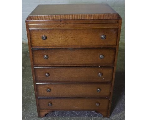 Vintage Oak Five Drawer Chest of Drawers, 110cm high, 76cm wide, 46cm deep