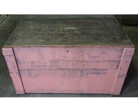 Vintage Wooden Trunk, 61cm high, 103cm wide, 67cm deep, Old woodworm to areas