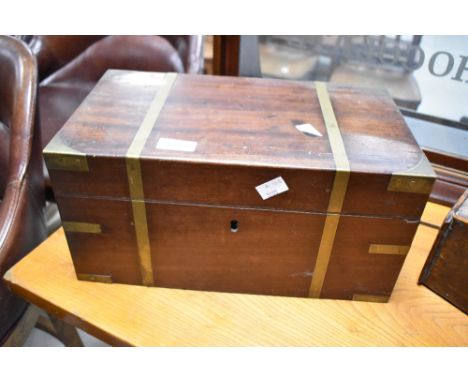 A 19th Century mahogany  and brass box/caddy with two compartments to interior, width approx. 36cm