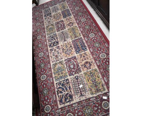 A vintage carpet square and similar fireside rug, no holes but in need of a good clean&nbsp;
