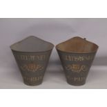 A PAIR OF CHATEAUNEUF-DU-PAPE TIN GRAPE HOPPERS.