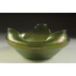 A "LOETZ" IRIDESCENT SHAPED CIRCULAR BOWL. 7ins diameter.