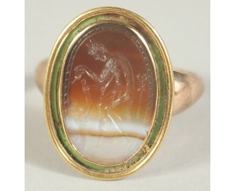 A GEORGIAN GOLD OVAL SEAL RING. Size K.