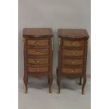 A PAIR OF LOUIS XVI DESIGN FOUR DRAWER BEDSIDE CHESTS. 2ft 6ins high x 1ft 2ins wide.