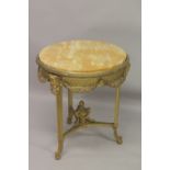 A GOOD EARLY / MID CENTURY CONTINENTAL ORMOLU AND MARBLE GUERIDON with a circular Giallo Siena