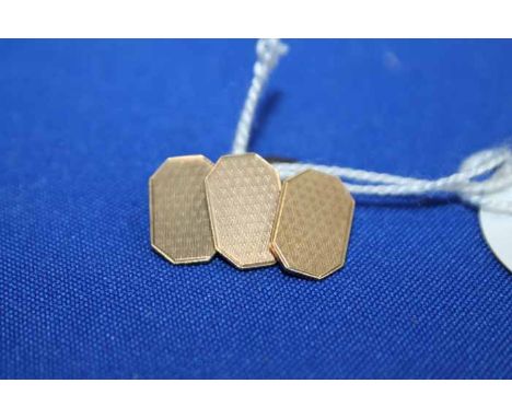 PAIR OF 9CT GOLD ENGINE TURNED CUFF LINKS