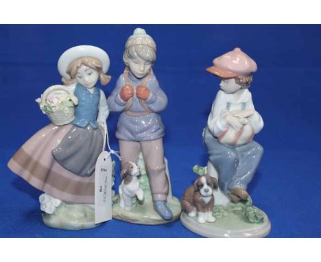GROUP OF LLADRO AND NAO FIGURES
including children, dogs, etc