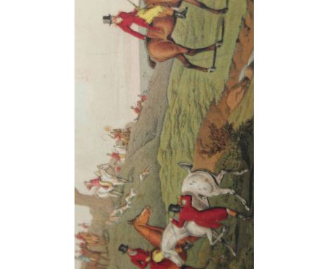 TWO 19TH CENTURY HUNTING PRINTS OF THE QUORN HUNT
together with two other smaller hunting prints (4)