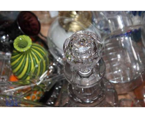 LOT OF GLASSWARE
including coloured glass bowls, Bell's decanter, etc