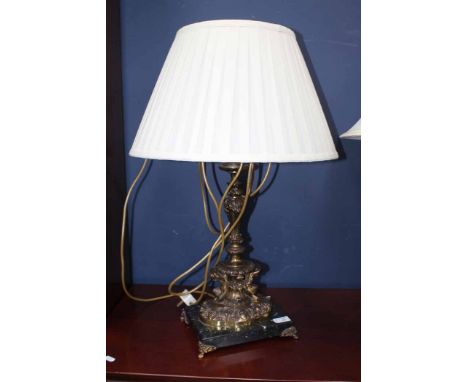 CAST METAL LAMP
over square marble base