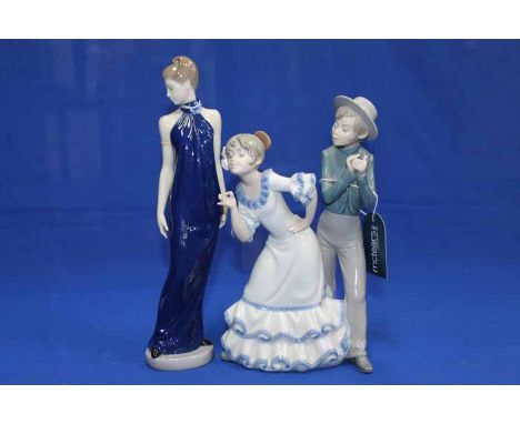 NAO FIGURE OF STANDING LADY
together with a Nao figure of female Flamenco dancer 