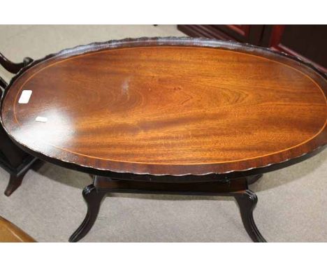 MAHOGANY OVAL OCCASIONAL TABLE
together with a tripod table and a Chinese side table (lacking top)